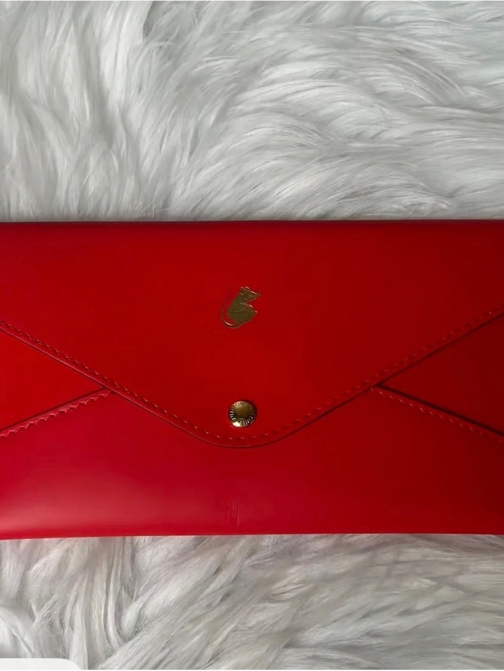 Red Envelope Clutch Wallet with Gold Accent